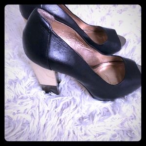 BCBG Open Toe Leather Pumps